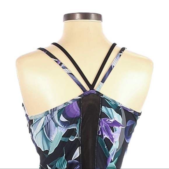 🌺 Balini Sports Mona V Back Floral Blue Active Tank Size XS NWT - Picture 5 of 10